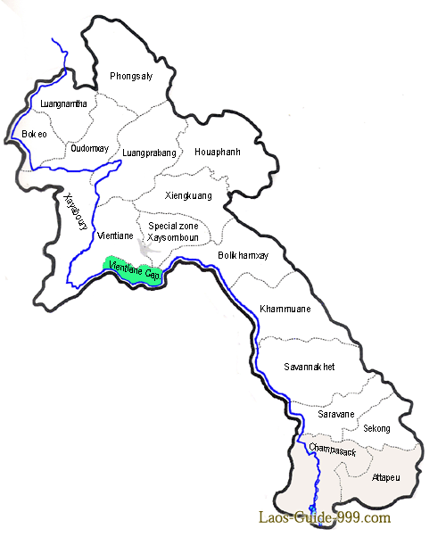 Map of Vientiane - where Vientiane is located in Laos