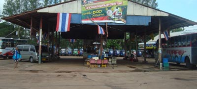 Laos border crossing shuttle bus station in Nong Khai