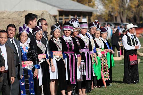 Hmong dressed up in traditional costumes